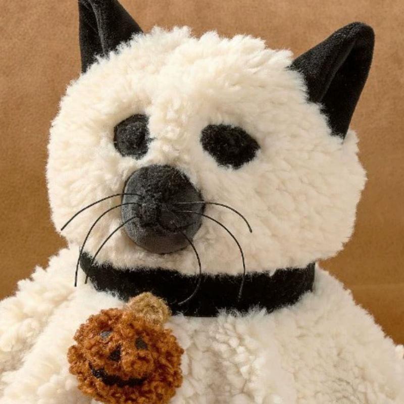 Gus the Ghost with Pumpkin Plush Toys Dog Cat Bat Soft Stuffed Animal Plush Halloween Christmas Gifts for Kids Home Decoration