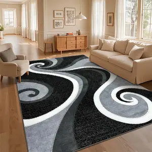 Local Delivery Multi Sizes Velvet Black White Single Large Wavy Swirl Marble Rug Washable Non Slip Boho Farmhouse Runner Nursery Indoor Decor Rug