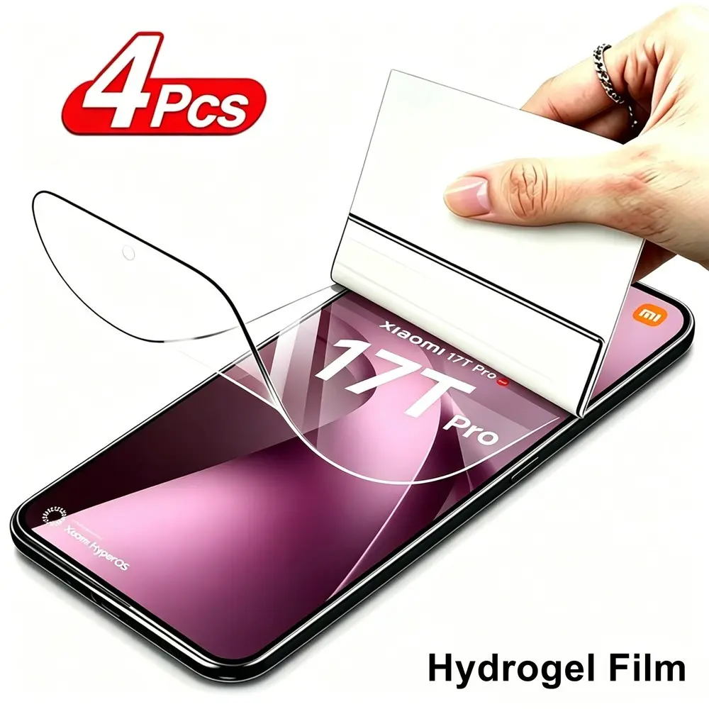 4Pcs Transparent Full Coverage Hydrogel Film For Xiaomi 17T Pro 17T, HD Soft Screen Protector Film For Xiaomi Mi 17 Ultra 15T 15T Pro 15 Ultra 14T 14T Pro 14 Ultra 13T Pro Touch Sensitive High Definition Not Glass