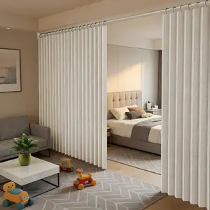 Lightweight Room Divider Curtain, Foldable Privacy Screen with Soft Light Fabric, Thin Polyester Space Separator for Bedroom, Living Room, Office, Sunroom & AC Cooling, Lightweight Curtains