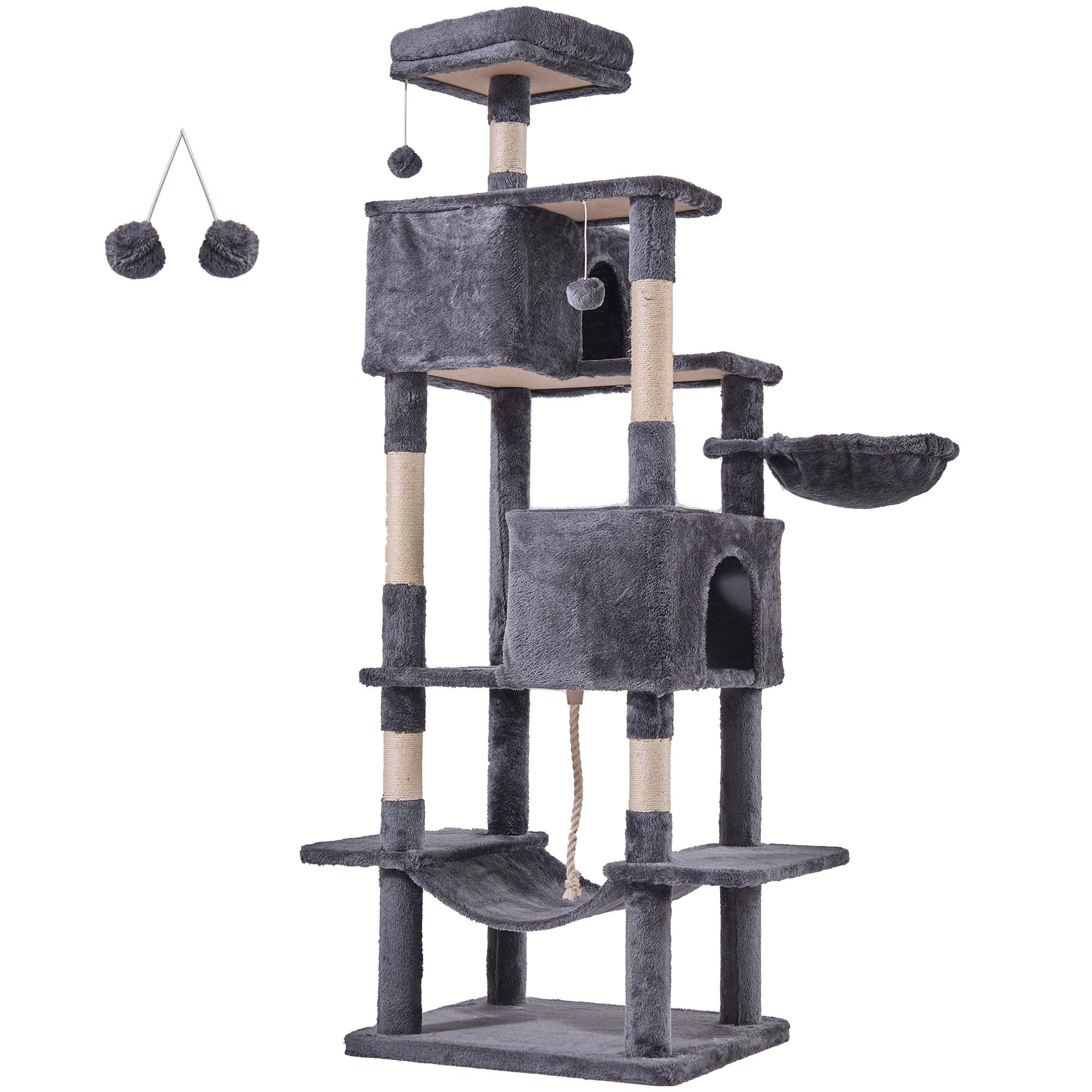 80" Large Grey Cat Tree Tower – Multi-Level with Scratching Posts, Cozy Platforms & Jumping Space, Ideal for Large Cats, Sturdy Cat Furniture