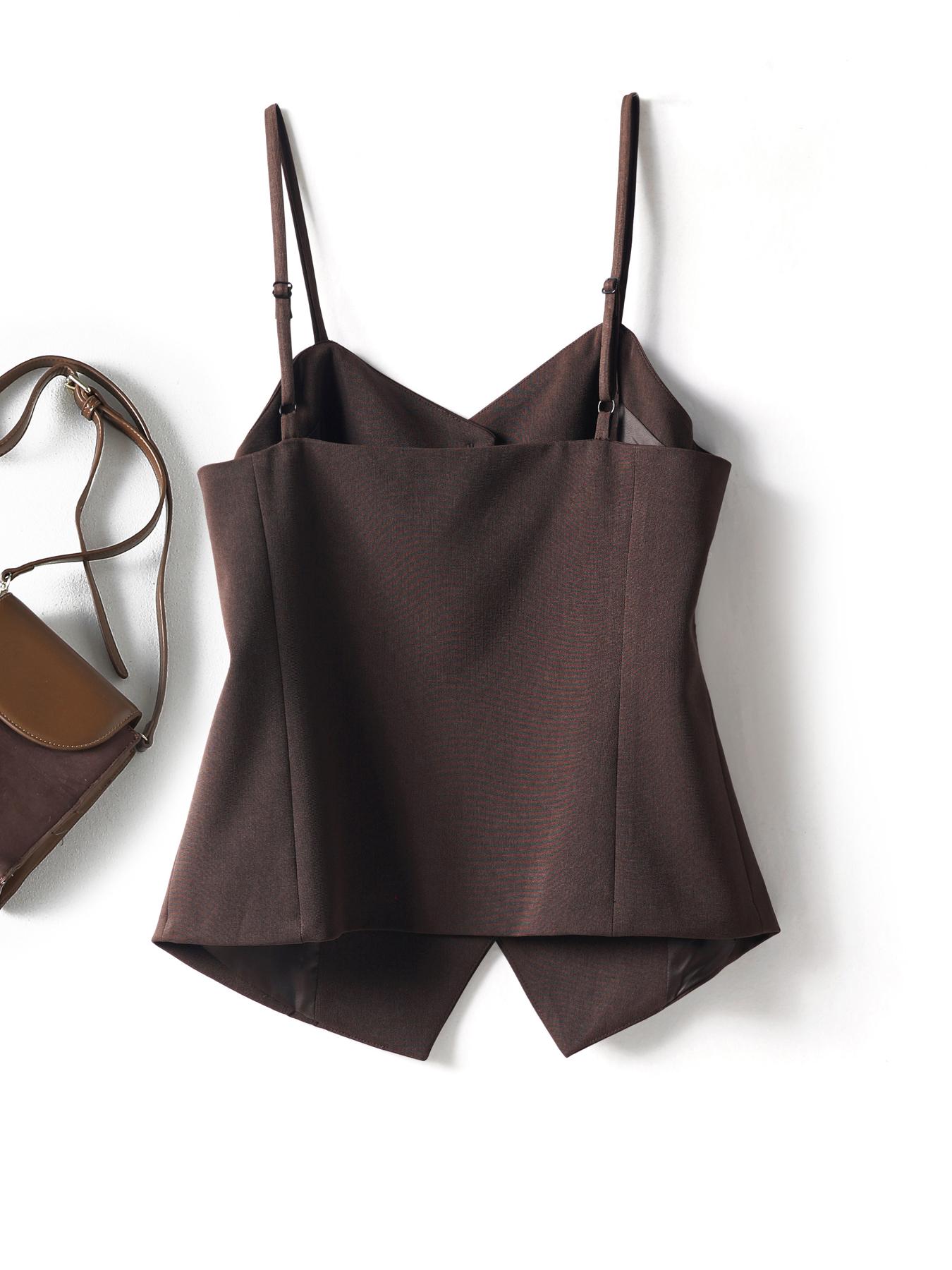 Women's Solid Color Elegant Chic Sleeveless Cami Top Spaghetti Strap Top for Daily Wear, Ladies Clothes for All Seasons