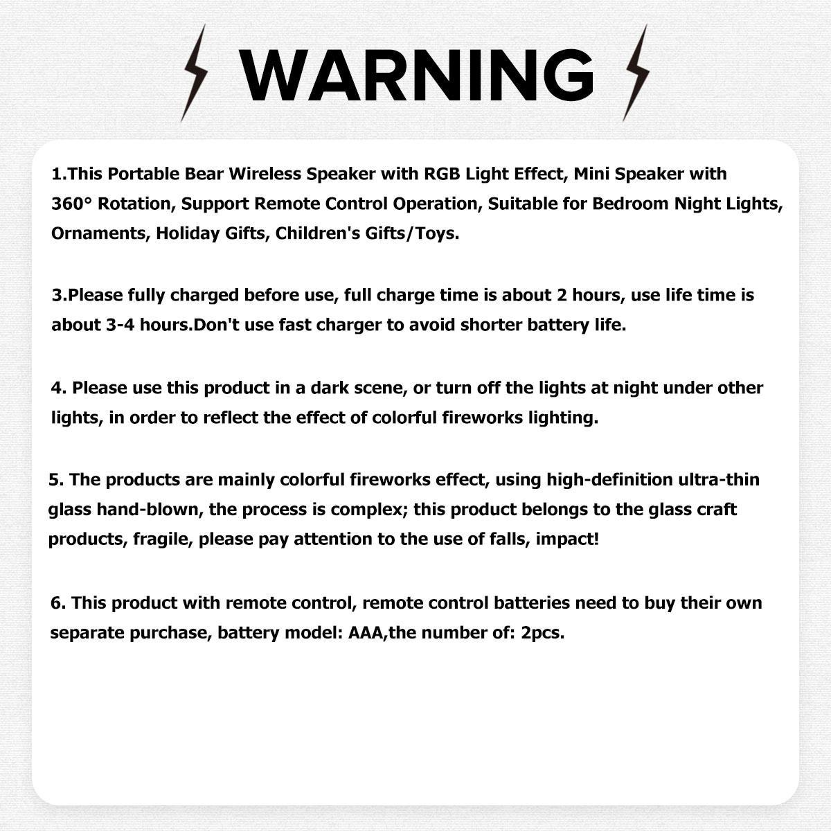 Bear Design Multifunctional Wireless Speaker, USB Rechargeable Portable Speaker with RGB Light Effect, Mini Speaker with 360° Rotation, Suitable for Bedroom Night Lights