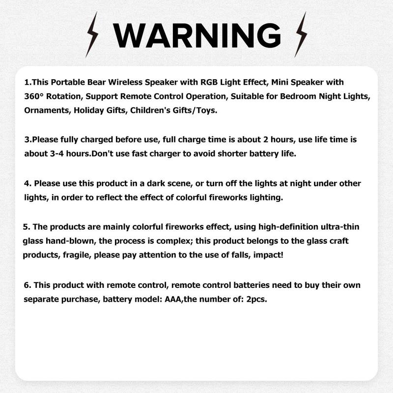 Bear Design Multifunctional Wireless Speaker, USB Rechargeable Portable Speaker with RGB Light Effect, Mini Speaker with 360° Rotation, Suitable for Bedroom Night Lights
