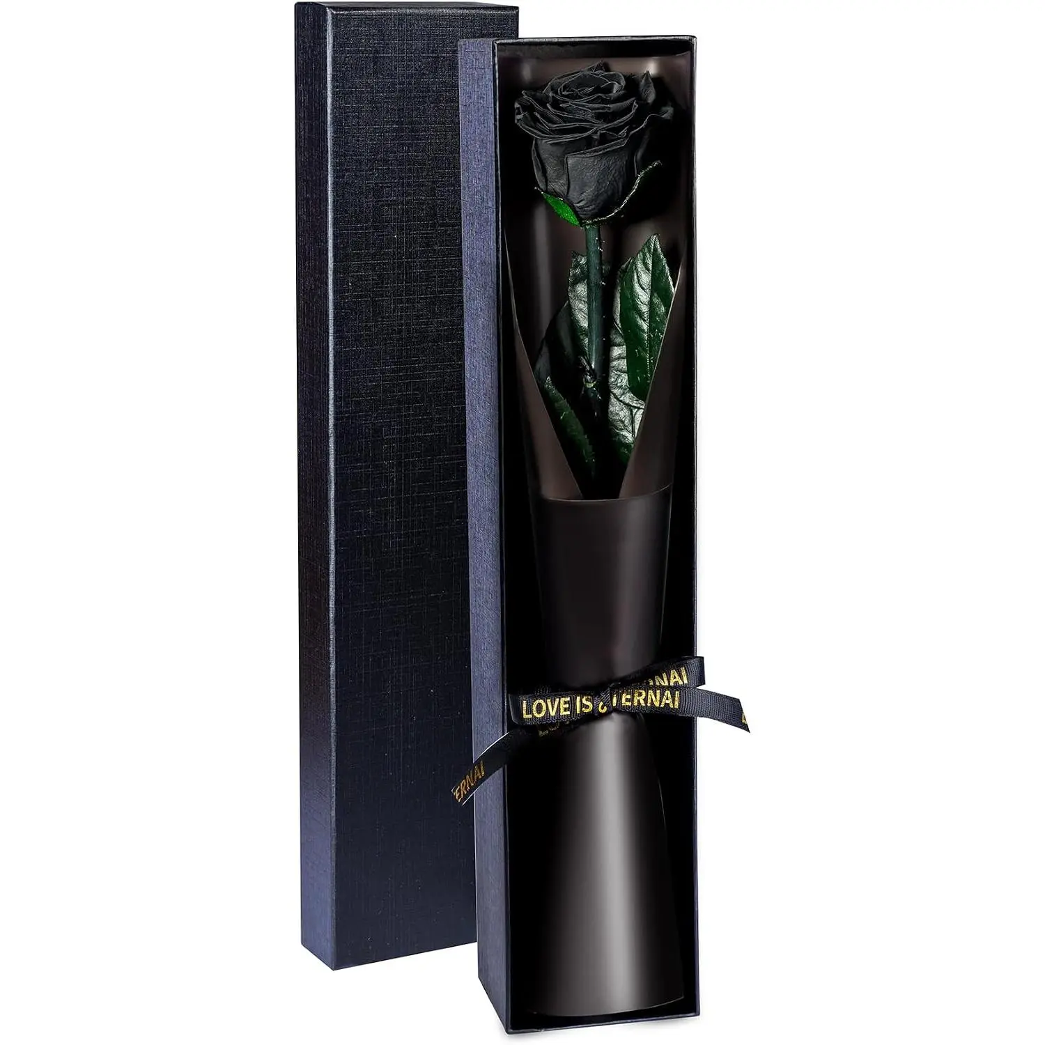 Preserved  Gifts for Women,  for Delivery, Single Roses with Stem, Valentines Day Roses Gifts for Her,  Day  for Mom (Black, Single Rose)