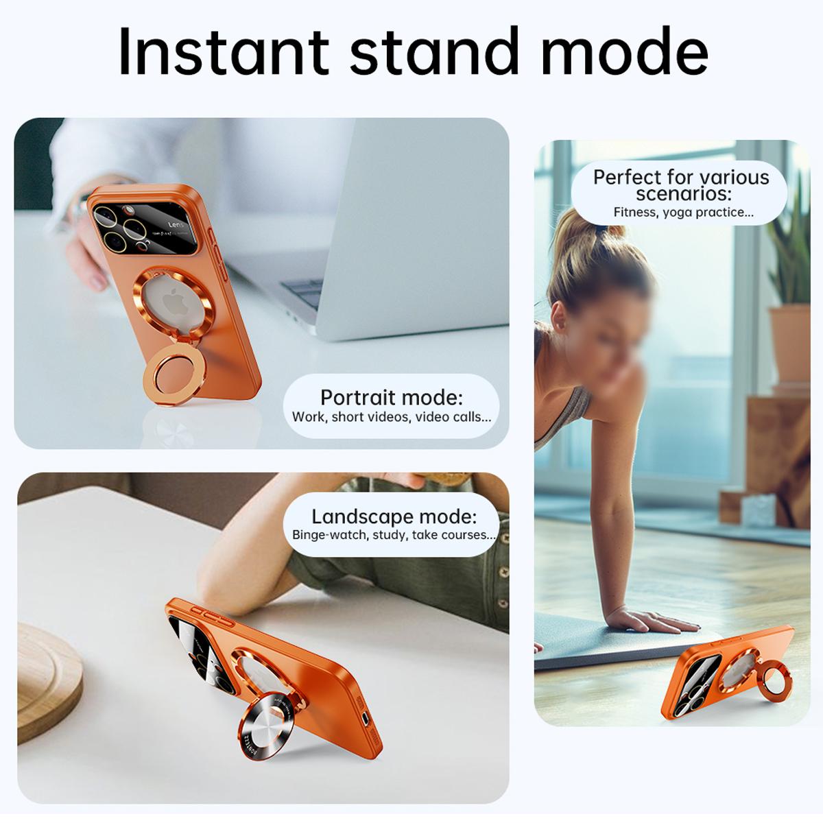 Kickstand Case for iPhone 12 13 14 15 16 17 Pro Max Case, Large Viewport Design, Hard PC Built-in Luxury Camera Lens Protector Full Protection Phone Cover with Magsafe for Women Girls Boy Men