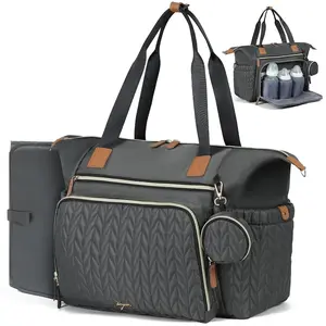 Diaper Bag Tote, Large Baby Diaper Bags Waterproof, Hospital Bag  Labor Delivery with Pacifier Case, Changing Pad, Shoulder Strap, Dark Gray