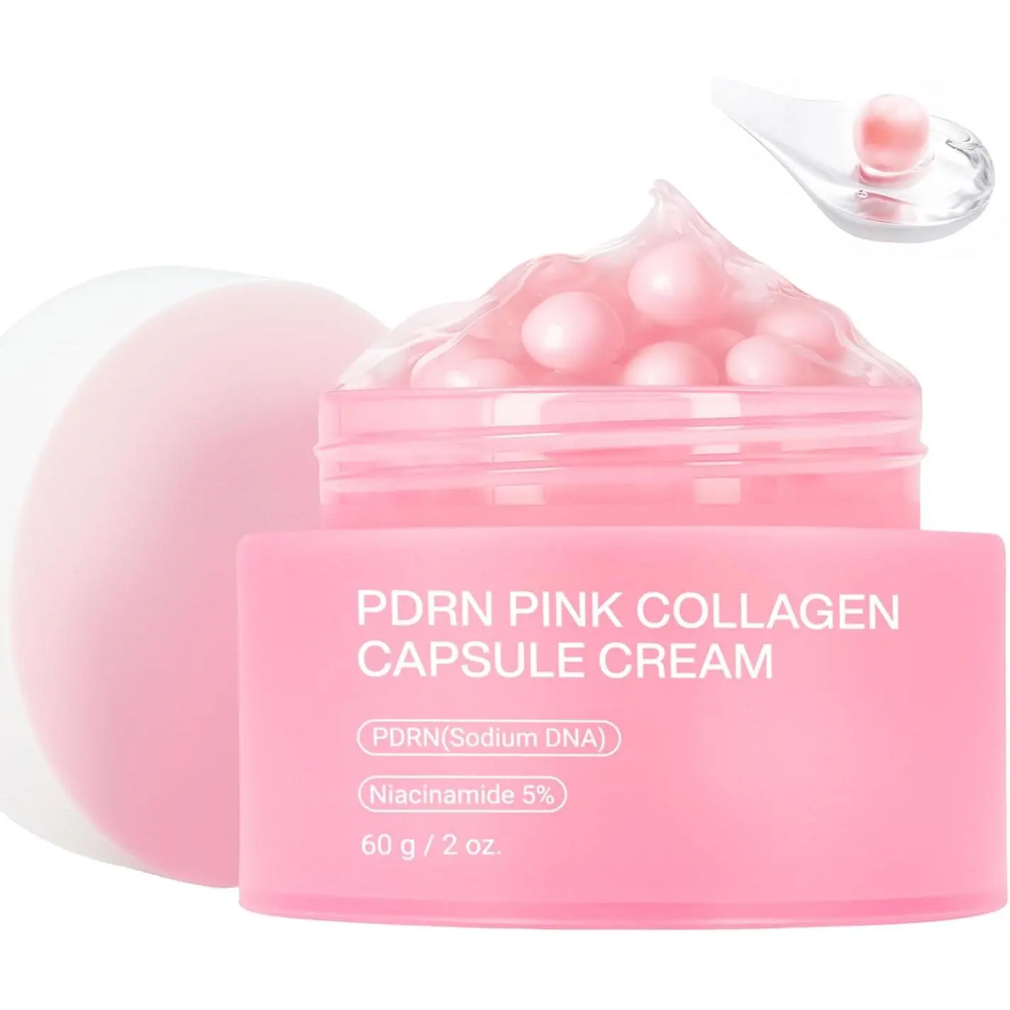 PDRN Pink Collagen Capsule Cream – Salmon PDRN - Dual Texture Barrier Repair Moisturizer | Salmon DNA + 5% Niacinamide 2oz