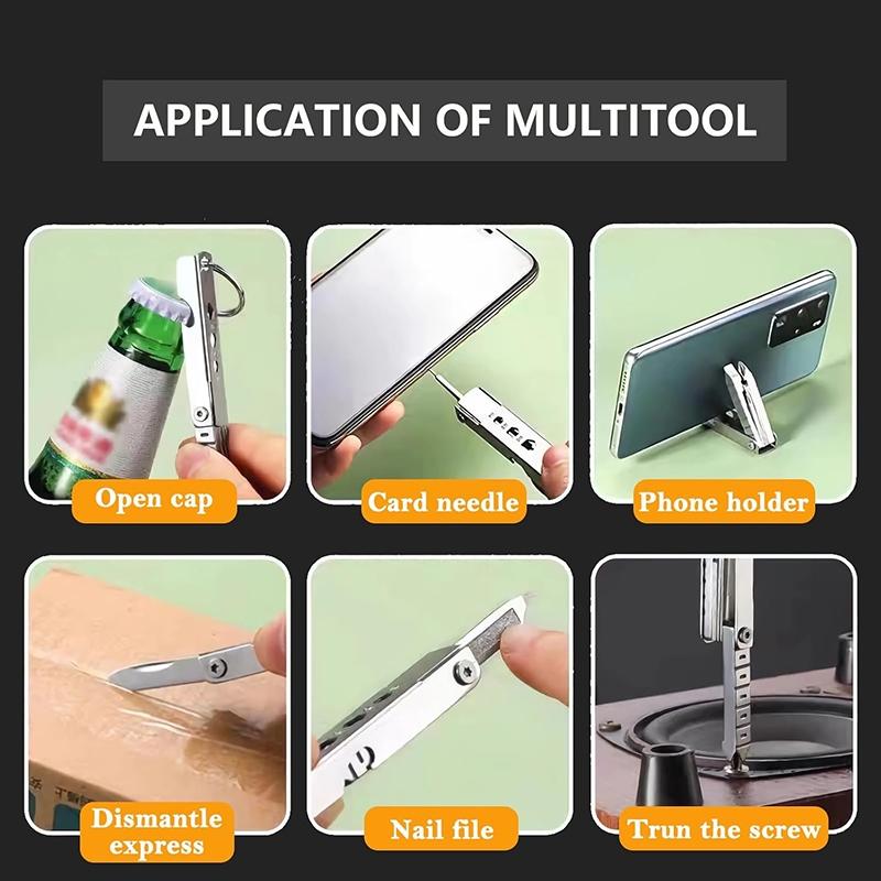 Stainless Steel Multifunctional Tool, Multitool with SIM Card Removal Tool, EDC Pocket Tool Set, Keychain Tool, Multitool for Home & Outdoor