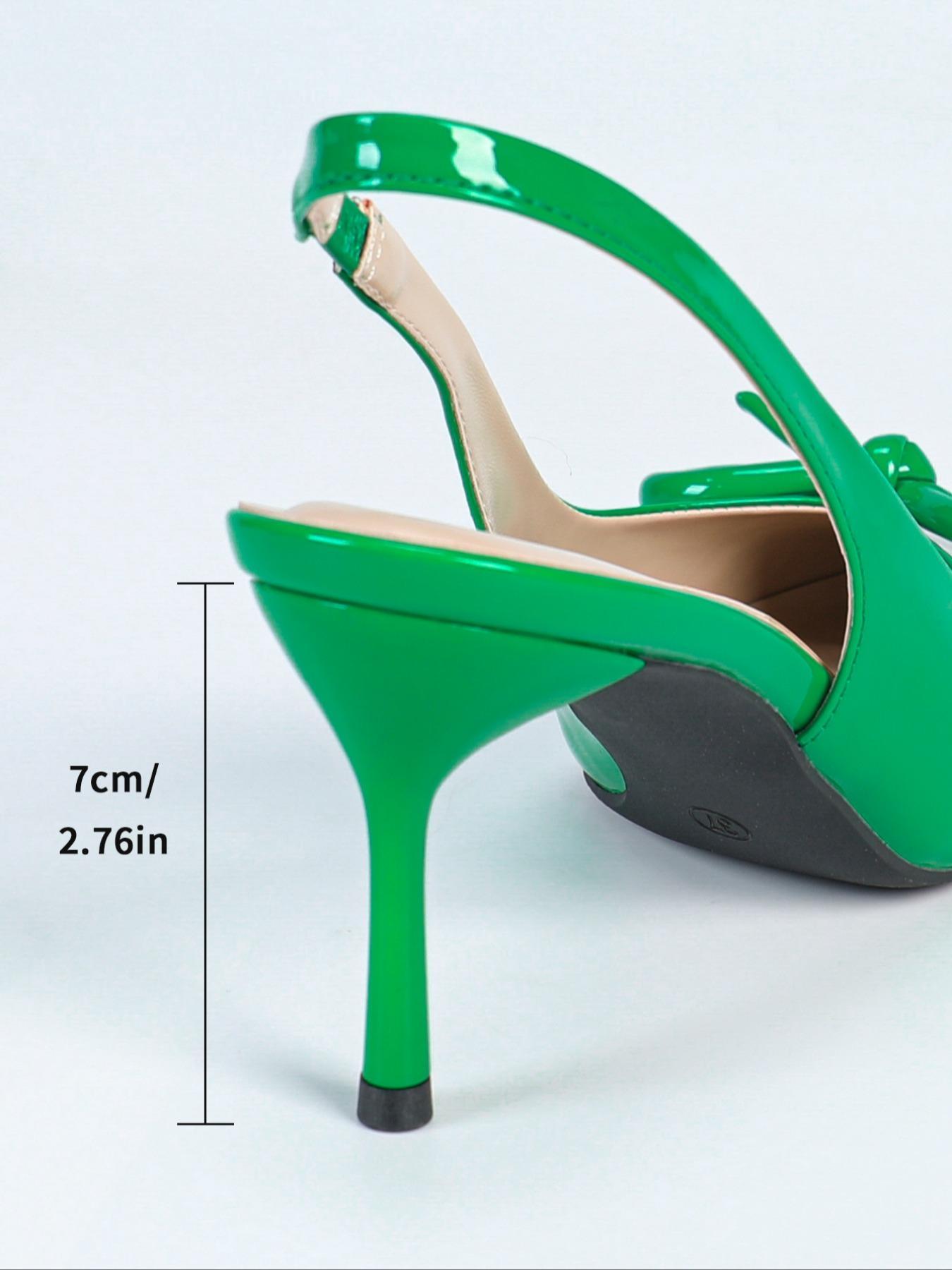 Fashionable Glossy Bowknot Decor Stiletto Heels, Elegant Slingback High Heels for Party, Daily Clothing Decor, Trendy All-match & Exquisite Heels for Women & Girls