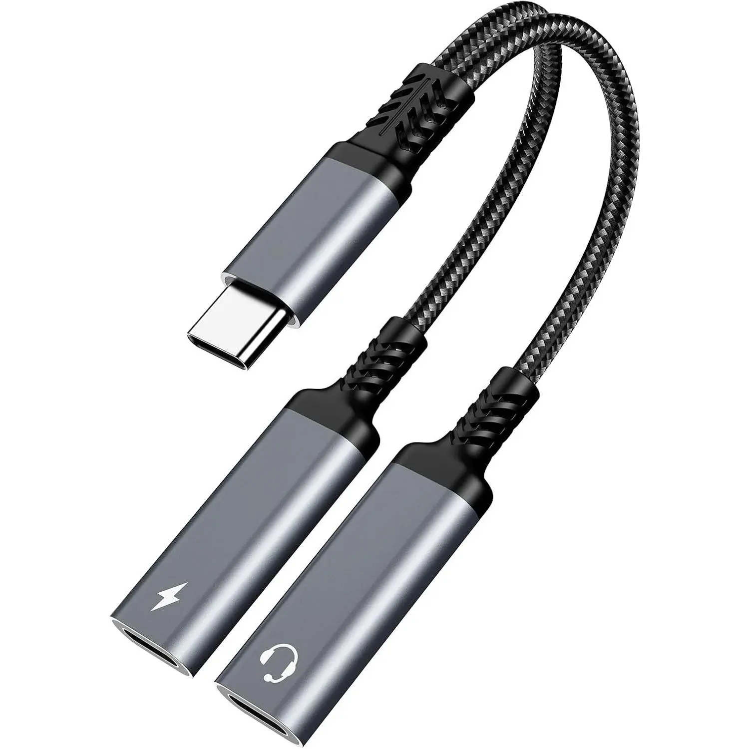USB C Splitter, 2-in-1  USB C Headphone and Charger Adapter, Type C Audio Dongle  with PD 60W   Support Call  for  17 16 15, Pixel 4 3, Galaxy S25 S21, Xperia
