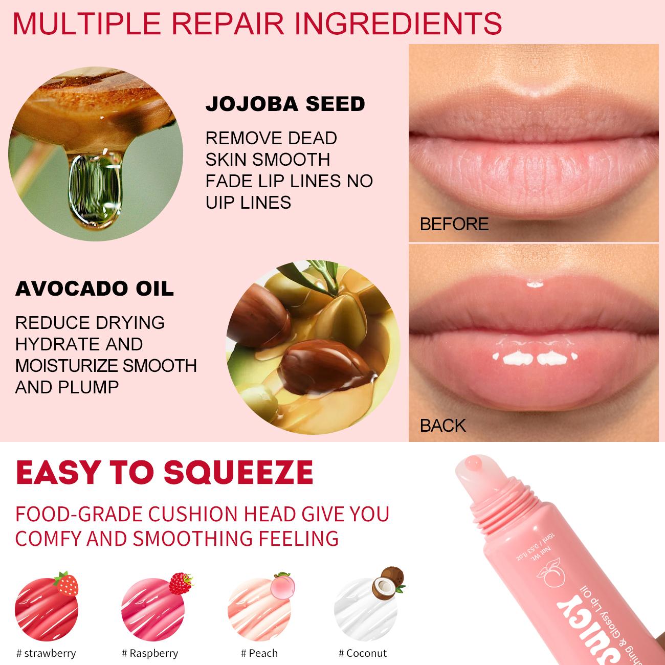 Moisturizing Lip Oil, Lip Treatment, 1 Count No-sticky Gloss Lip Balm, Fruit Flavored Lip Oil For Dry Lip's Moisturizing Hydrating And Nourishing, Christmas Gift