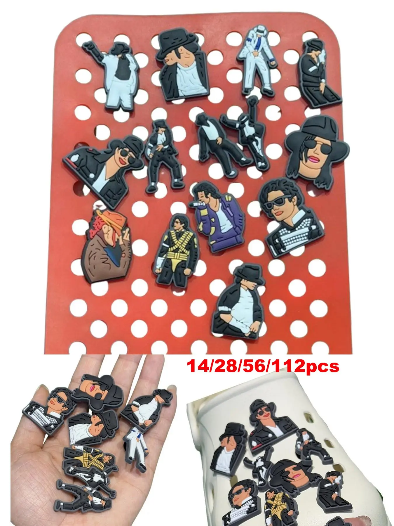 Michael Jackson Style Shoe Accessories Set, Shoe Decoration Charms, DIY Garden Shoes for Boys, Casual Cartoon Pattern, All Seasons Birthday Gift