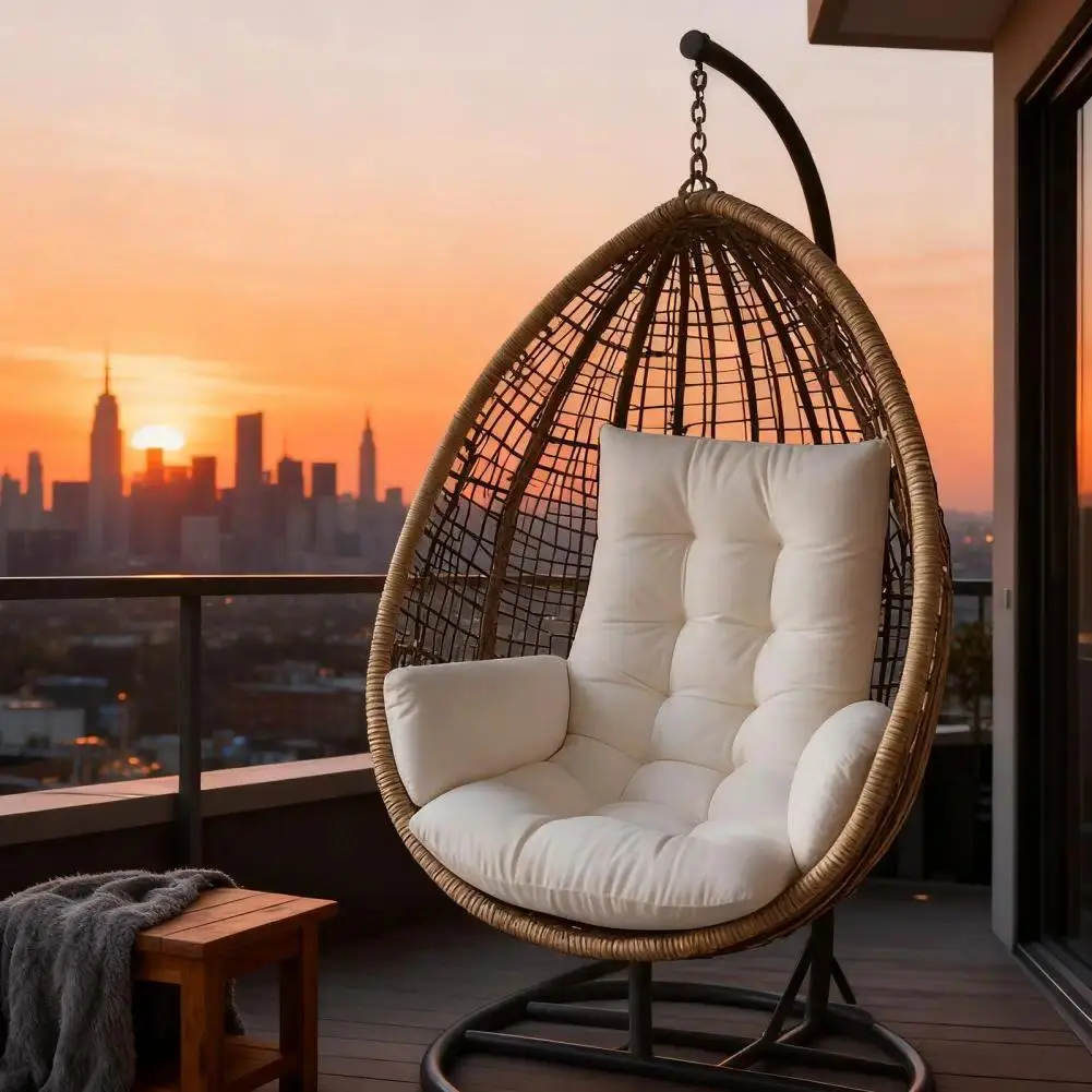Waterproof Egg Chair Cushion Thicken Patio Hanging Basket Chair Cushion Egg Chair Cushion with Armrests for Home Basket Swing