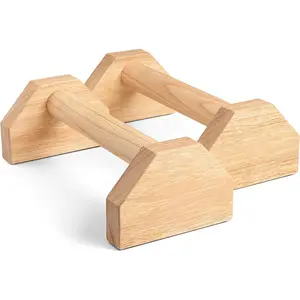 Parallettes Push Up Bar, Oak Wood Calisthenics Equipment for Home Gym with Non-Slip Base, Handstand Trainer Push Up Handles for Floor Dip Workout and Strength Training