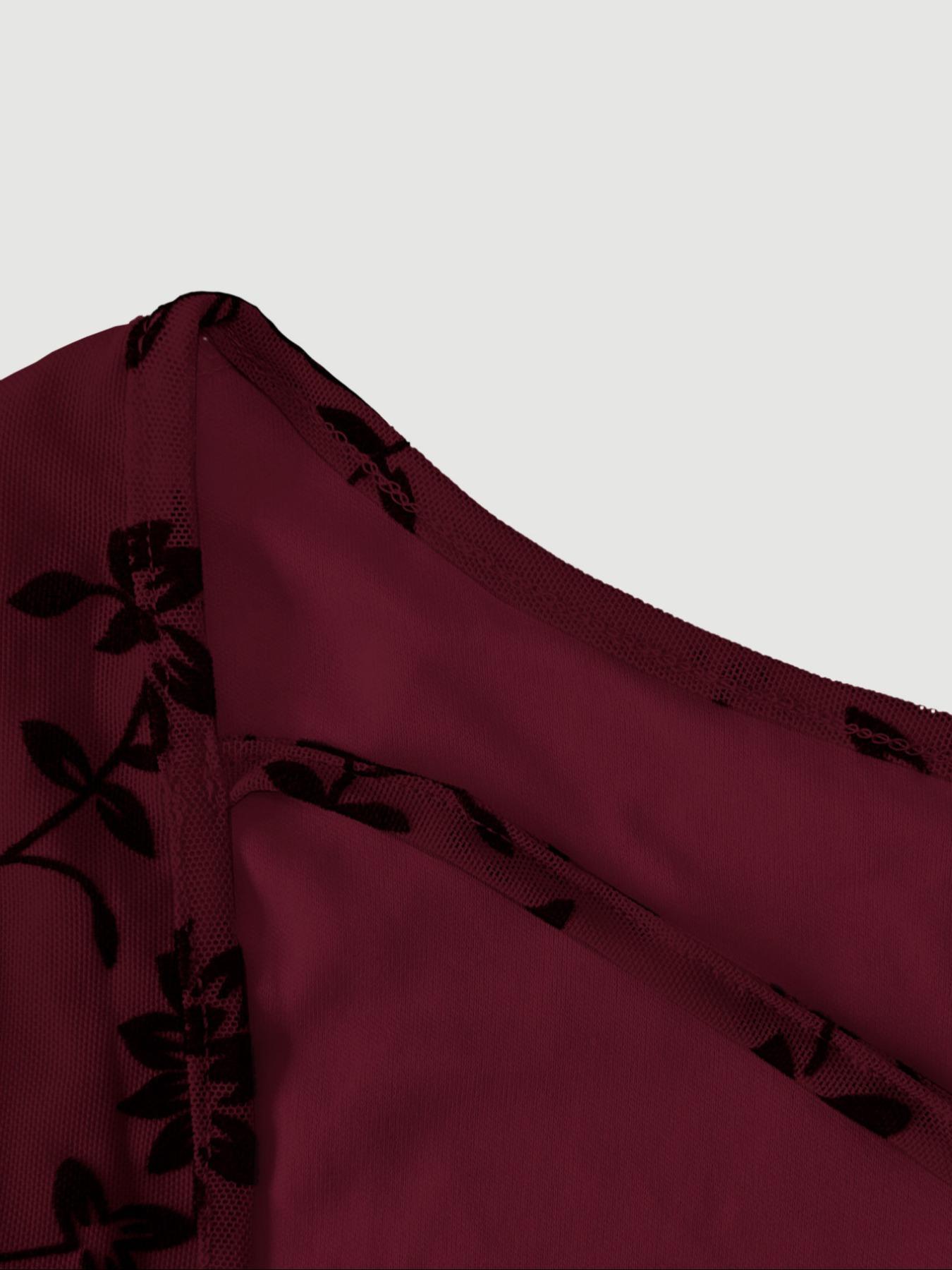 Women's Floral Print Backless Flounce Sleeve Dress, Elegant Round Neck Long Sleeve A Line Dress for Party Holiday Wedding Guest, Ladies Clothes, Womenswear