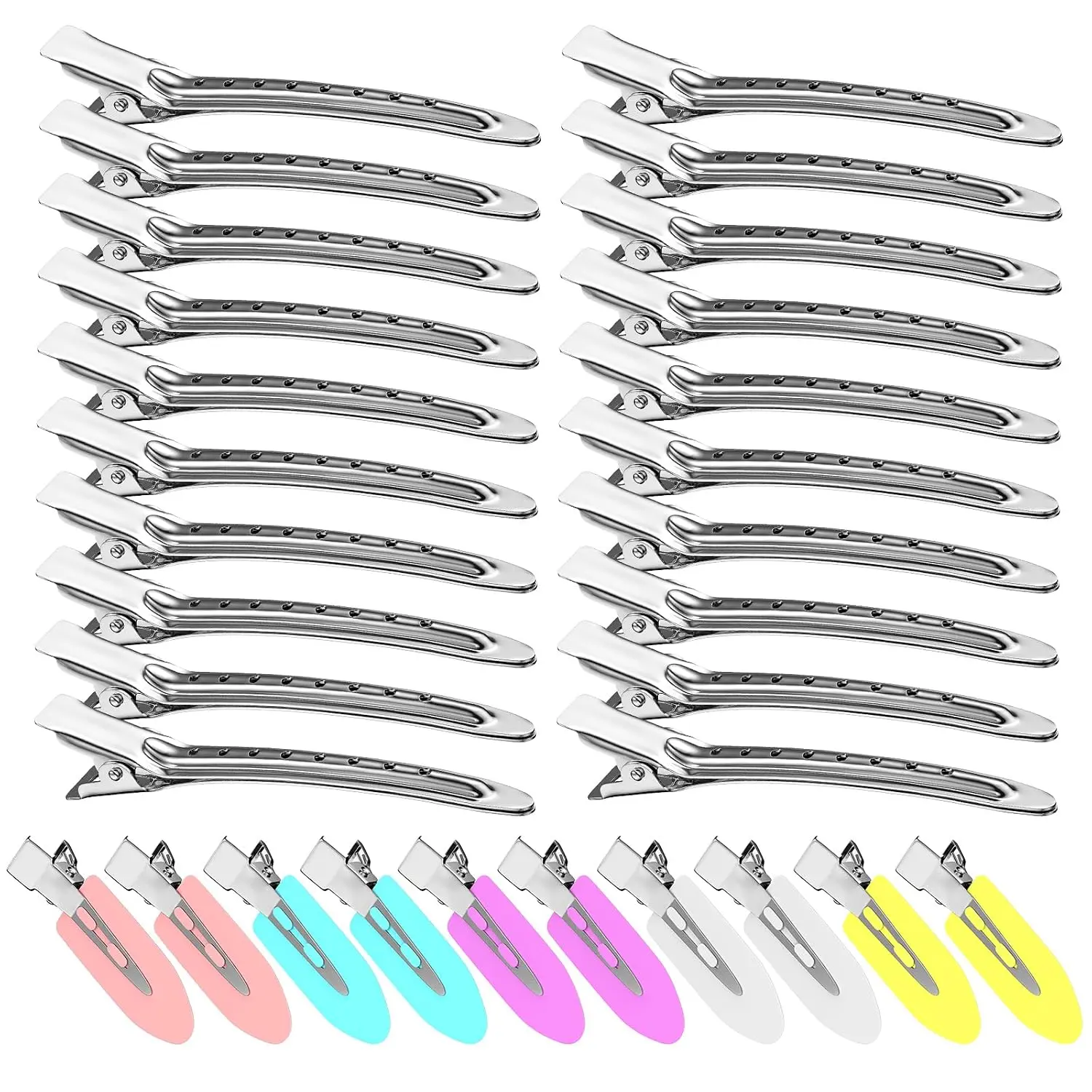 30 count Metal  Hair Clips, Duck Billed Salon Styling Clips with Holes, Heavy Duty  Hair Pins for Women, DIY Bows &  Use (30  Sizes)