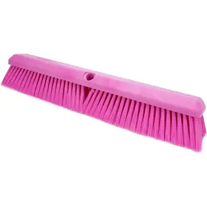 Omni Sweep 18 Inch Pink Heavy Duty Industrial Plastic Push Broom Head with Color Code System, Suitable for Indoor Outdoor Garage Concrete Patio Kitchen Bathroom