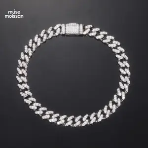 MUSE 6mm Moissanite Cuban Link Bracelet in S925 Sterling Silver – Unisex Hip Hop Jewelry