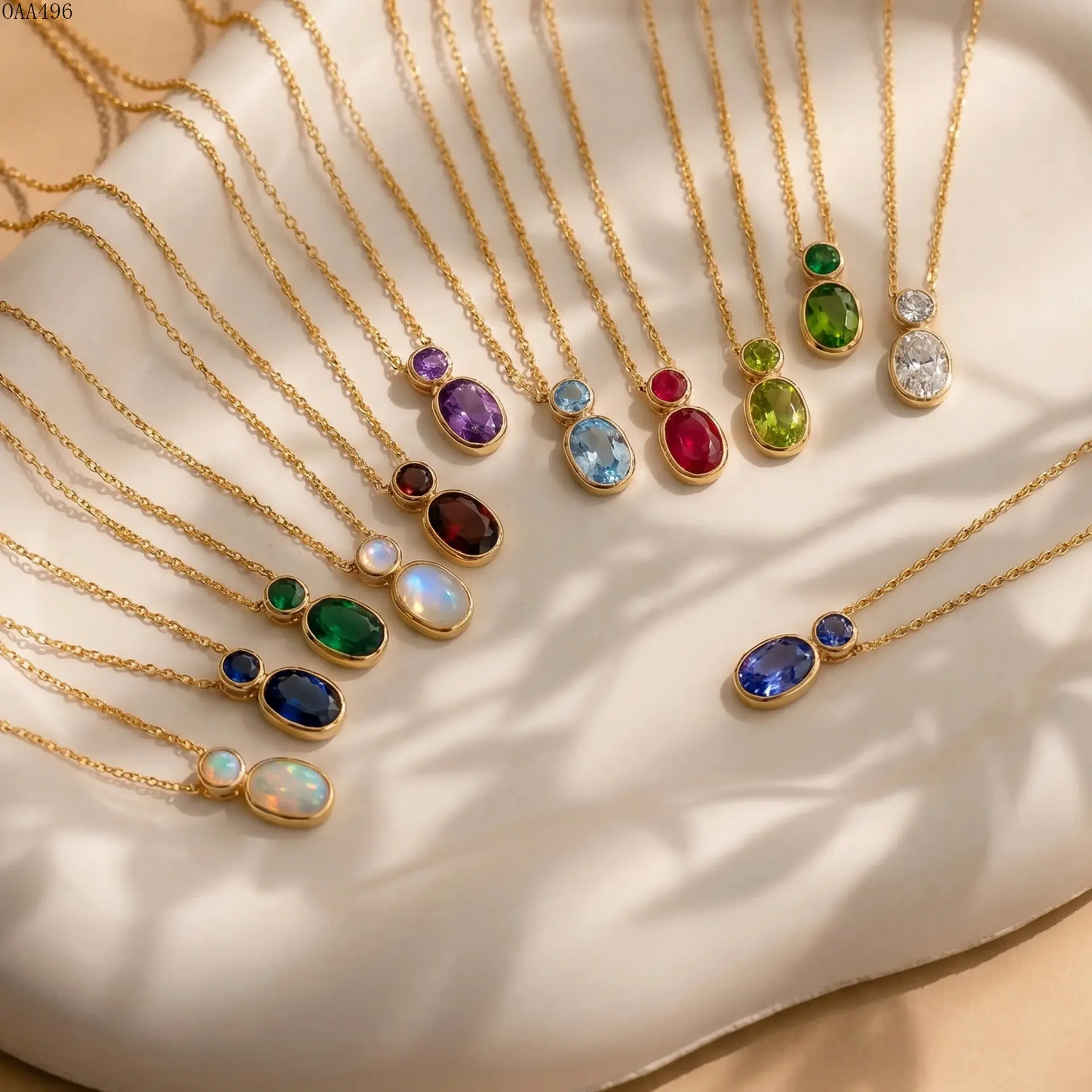 Women's Necklace Double Stone Pendant Gold - Plated Titanium Steel Chain Natural Gemstone Bezel Setting Minimalist Gourd - Shape Birthstone DIY Bag Accessory for Daily Wear Gifting
