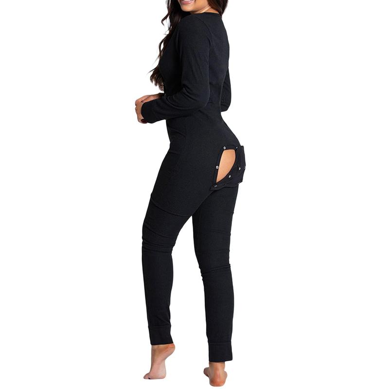 Women's Sleeping Romper, Valentine's Day Pajamas, Long Sleeve V-Neck Printed Loose Detachable Crotch Elastic Home Clothes