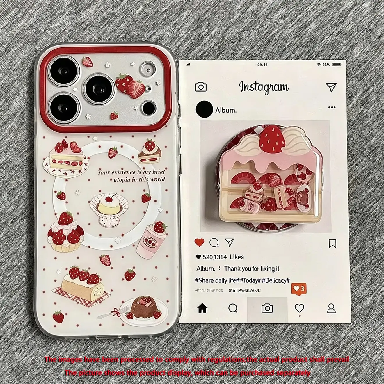 Cute Strawberry Cake Magnetic Phone Case, Fashionable Tpu Protective Cover, Compatible with iPhone 17-12 Pro Max, Ideal Gift, Accessories