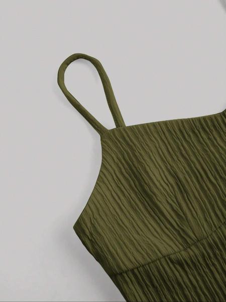 Women's Solid Crop Cami Top & A-Line Skirt Two-piece Set, Casual Fashion Cozy Outfits for Daily Outdoor Wear, Ladies Clothes for Summer