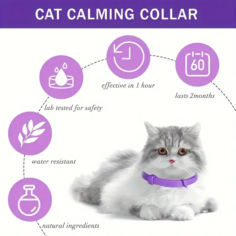 Cat Adjustable Calming Collar, Reduce Anxiety Cat Collars for Pets, Calm Collar Pacify Kitten, Suitable for Small, Medium And Large Cats