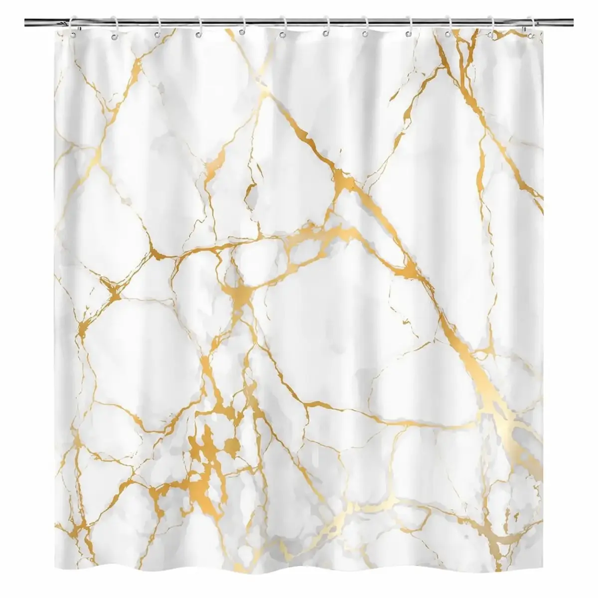 Marble Pattern Decorative Shower Curtain - Waterproof, Easy Hanging & Installation, Elegant White Gold Modern Design for Homes/Hotels, Includes 12 Hooks, Available in 44x63/72x60/72x72/72x80 In, Shower Curtains