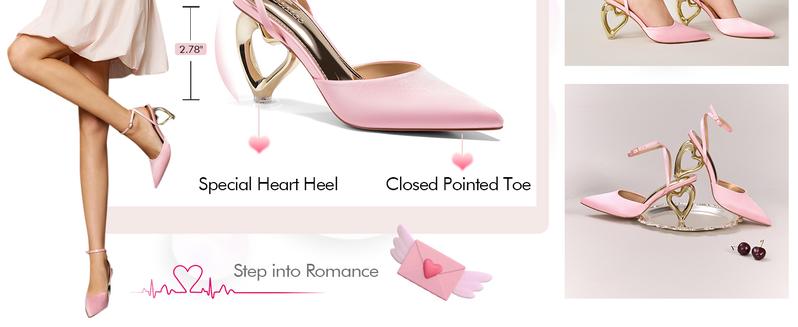 Coutgo Womens Kitten Heels Closed Pointed Toe Heart Heel Ankle Strap Satin Pumps Wedding Prom Dress Valentine Shoes Coutgo Womens Kitten Heels Closed Pointed Toe Heart Heel Ankle Strap Satin Pumps Wedding Prom Dress Valentine Shoes