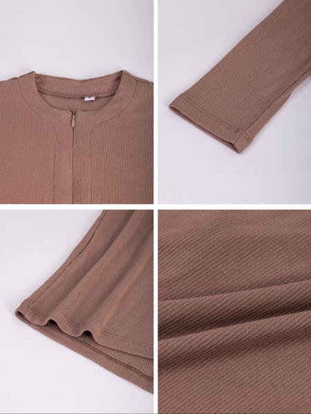 Women's Slim-Fit Casual Zipper Long Sleeve T-Shirt, Thin Fabric Daily Wear Top, Fall Season Comfortable Clothing for Women