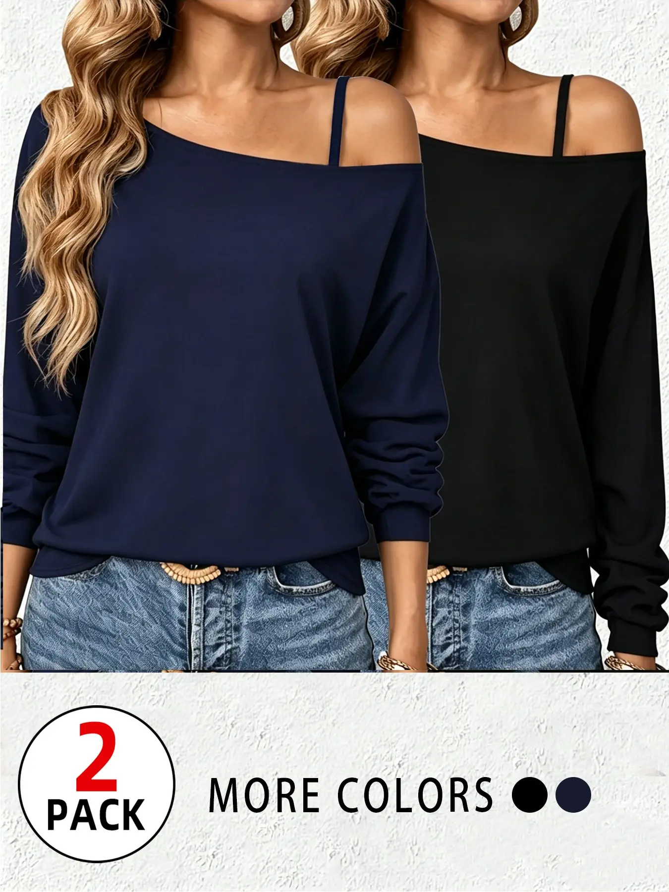 Women's 2 Pack 1 Pack One Shoulder Long Sleeve Tops 2026 Trendy Y2K Ruched Sleeve Asymmetrical Neck Blouses Casual Loose Fit Going Out Tops for Fall Winter Streetwear Party Aesthetic Soft Comfy Off Shoulder Tops with Adjustable Strap for Teen Girls