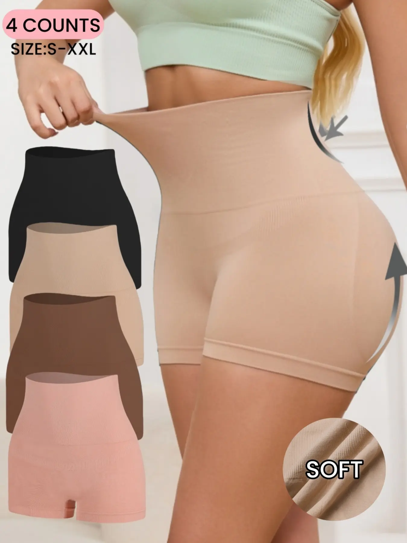 S-XXL,Women's Seamless High-Waist Shapewear Panties, Abdominal Compression, Butt Lifting, Slimming Waist, Soft Comfortable, Everyday-Wear,All Seasons