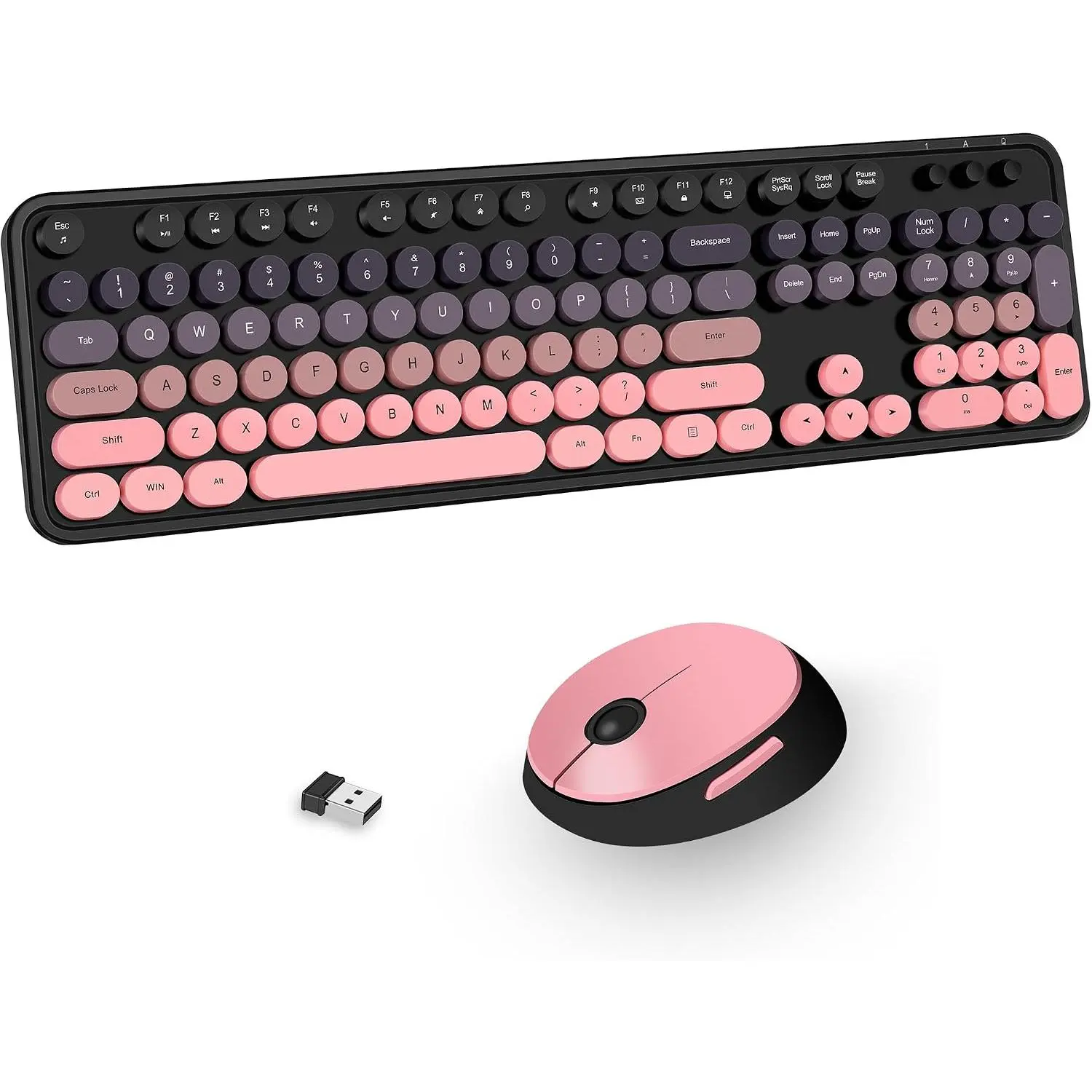 Cute Typewriter  Keyboard and  Combo Black and  | Full Size With Number Pad & ,Compatible With  Windows,Ideal For Windows,1600DPI,, PC, Notebook, Laptop