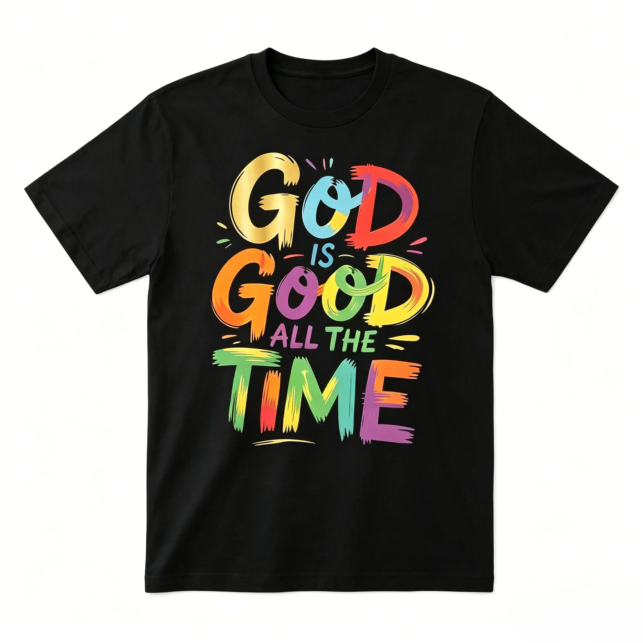 Women's Plus Size Oversized Cotton Soft Short-Sleeve Casual Christian Graphic Tee, Inspirational "God Is Good All The Time" Sports Top