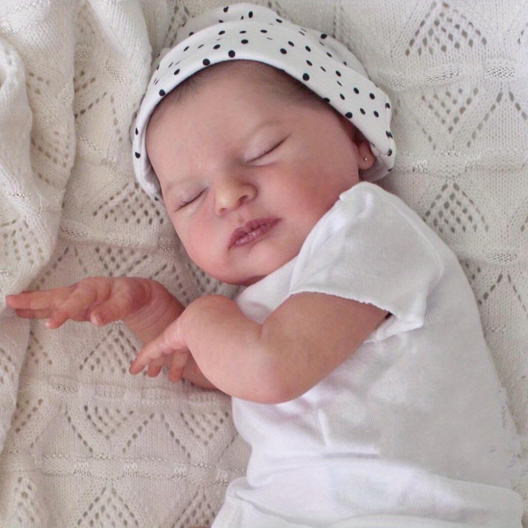 Realistic Silicone Materials Reborn Sleeping Doll, 1 Set Cute Newborn Doll with Hand-painted 3d Skin and Vascular Vein & Accessories, Birthday Gift for Child