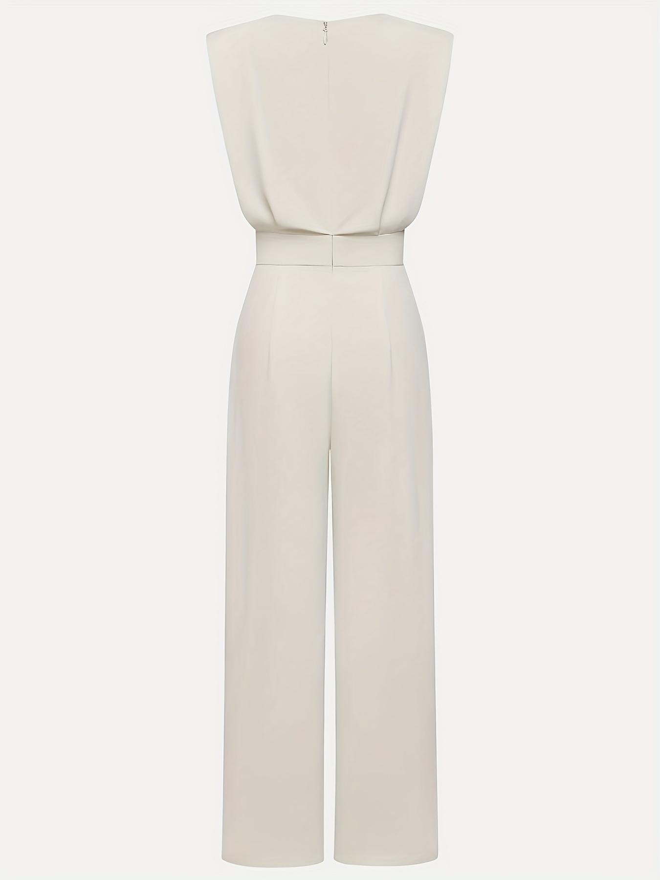 Women's Solid Color Sleeveless Jumpsuit, Elegant Fashion Casual Commuter Jumpsuit for Daily Outdoor Wear, Women Jumpsuit for Summer