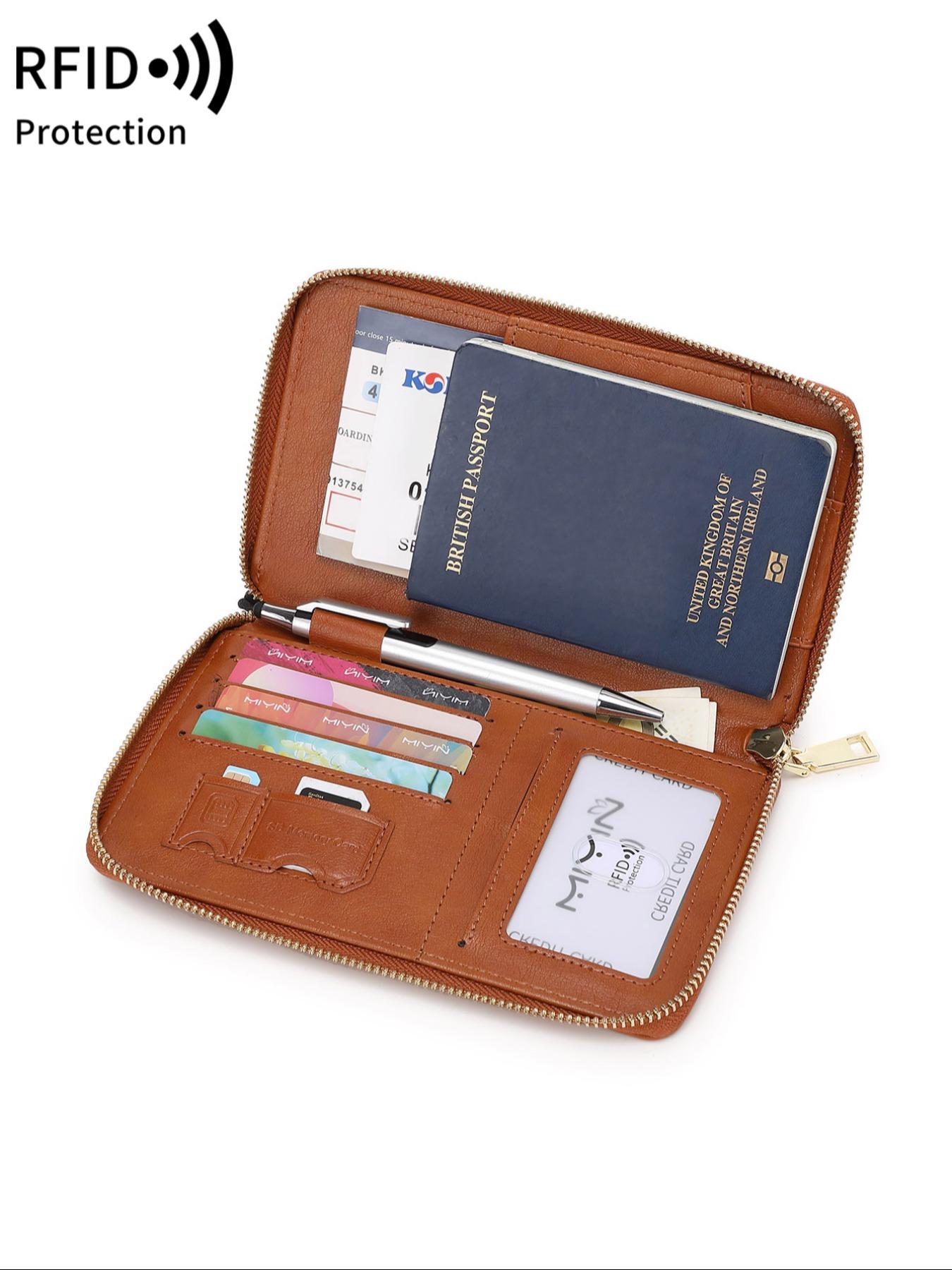 Passport Case with Pen Holder, Large Capacity Passport Holder, Travel Document Organizer, Passport Wallet, Passport Cover for Women & Men
