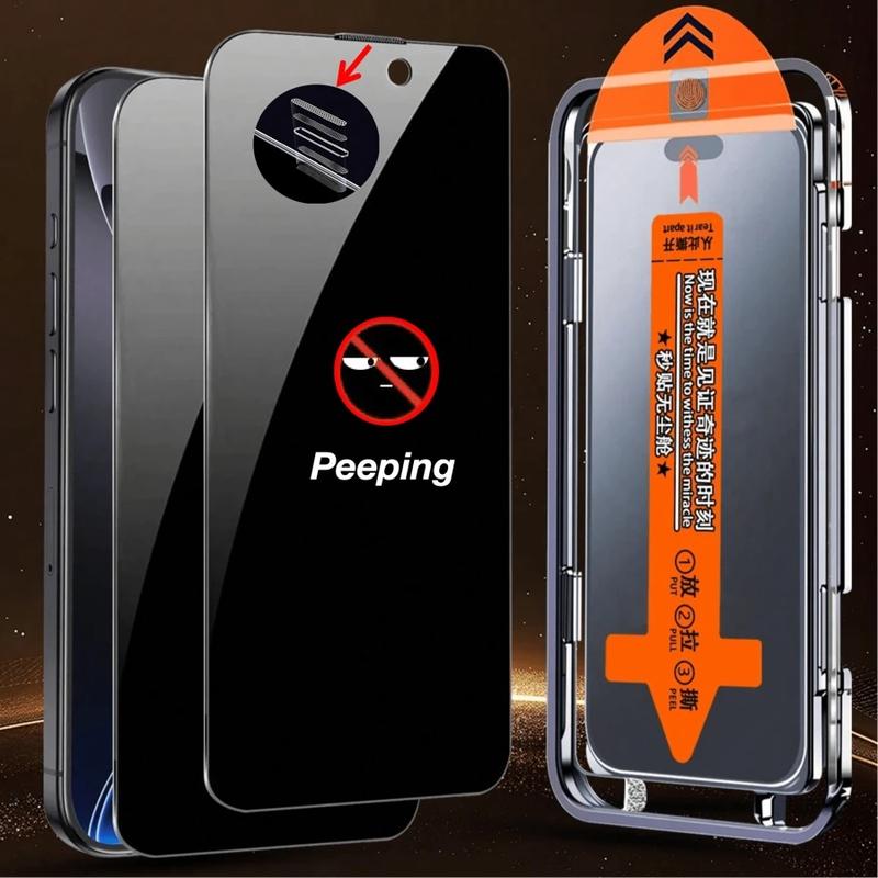 Privacy Anti-Spy Screen Protector Film for iPhone 16 Pro Max/15 Pro Max/14 Pro Max, Tempered Glass, Easy Installation Tool Kit, 9H Hardness Accessories