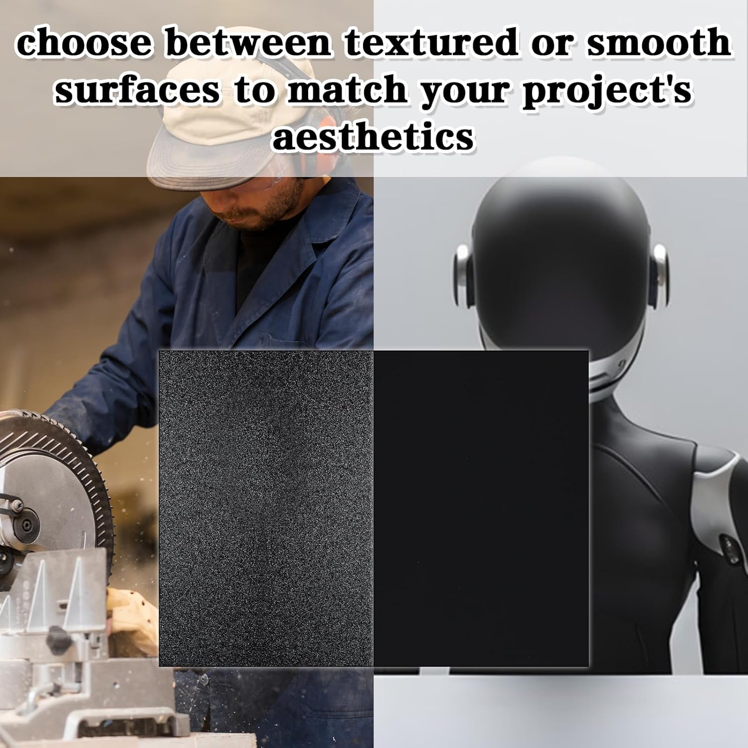 2 Pack ABS Plastic Sheet 12" x 16" x 1/4" Thick (6mm) Black Rigid Moldable Thermoplastic Board for Crafts, DIY Projects,  Decor - Textured & Smooth Surface