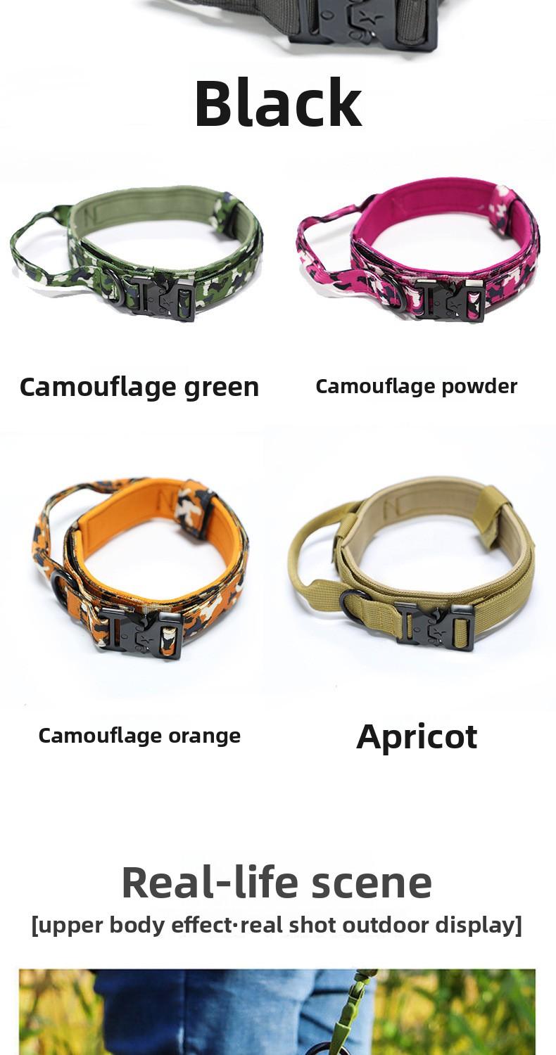 Tactical Dog Collar with Quick-Release Metal Buckle & Control Handle, Military-Grade Durable Nylon, Adjustable for Medium & Large Dogs, Camo Training Collar for German Shepherd, Pitbull, Rottweiler, Ideal for Walking, Hiking & Outdoor Training