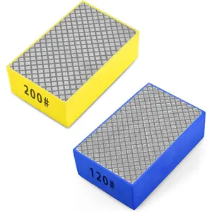 Hand Polishing Pads, 2 count  Sanding Blocks 120#, 200#, Sanding Sponge Pads for Marble Tile Concrete Ceramic Glass Stone  Metal Grinding