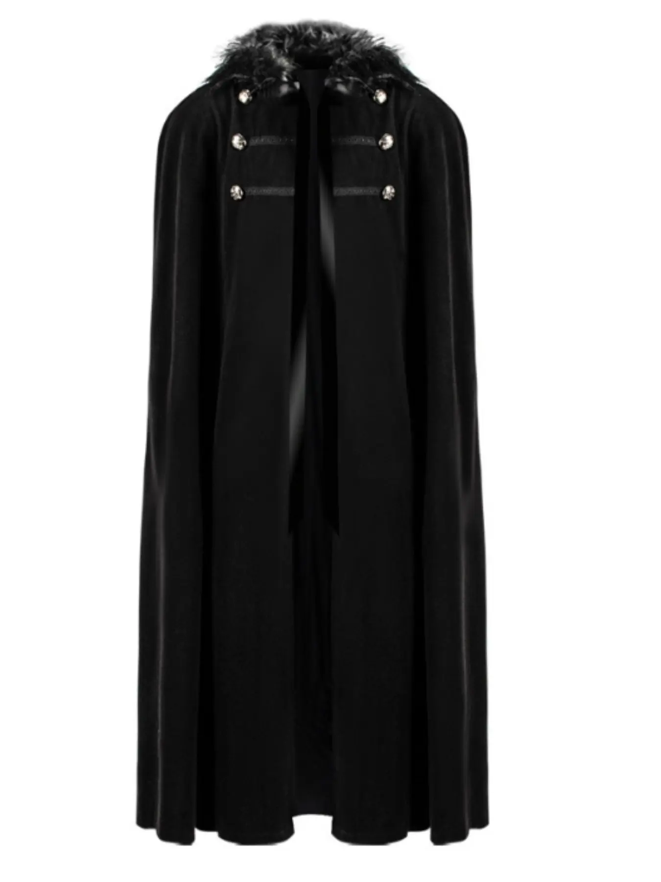 Men's Halloween Costume Cape, Vintage Steampunk Coat, Faux Fur Collar Cloak, Fantasy Dressing Gown, Long Robe Unlined