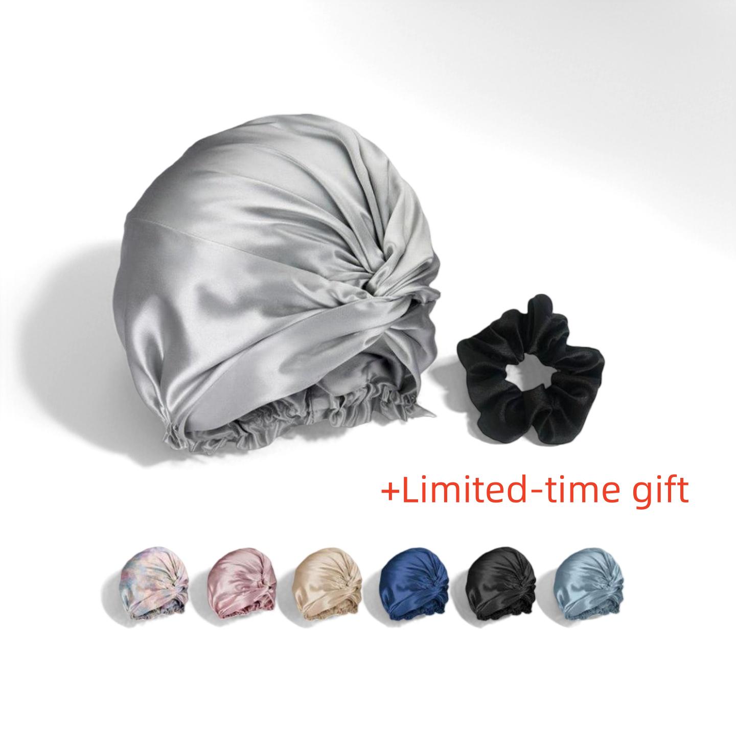 100% Pure Mulberry Silk Bonnet 6A Grade 22 Momme Natural Hair Women Sleeping Cap Turban Style Standard Size