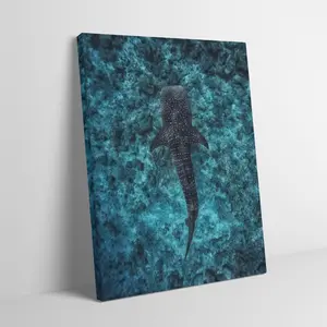 Deep Sea Blue Whale Shark Ocean Light Wall Art Adult Fans Mid-century Modern Black Flash manga wall Decor Y2k y3k 2000s 1980S Cinematic Fantasy Nature Canvas Prints for Animal Lovers Living Room Artistic