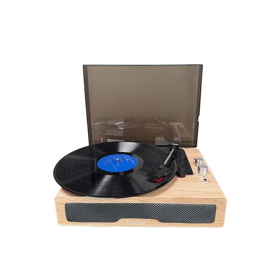 Rechargeable Wooden Retro Turntable Vinyl Record Player, Optical Storage Media, Phonograph, Rechargeable Battery, 3 Speed