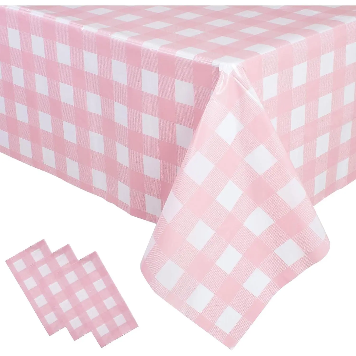 3 Packs  Gingham Tablecloth 54 x 108 Inches  and White Checkered Disposable Plastic  Picnic Table Cover for Camping and Birthday Party Supplies
