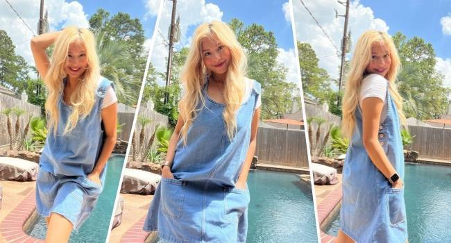 Imily Bela Women's Sleeveless Casual Denim Dress Crewneck Vintage Overall Mini Dress with Pockets