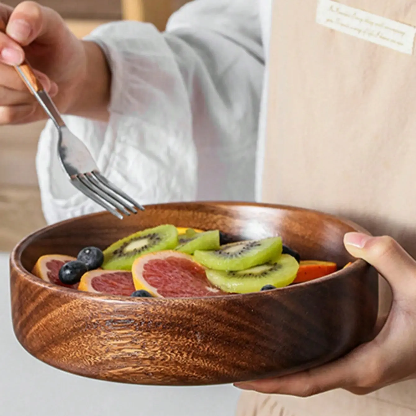 Walnut Wood Salad Bowl, Solid Wood Dessert Tea Bowl, Commercial Use, Western Restaurant Specialty, Noodle Bowl, Nut Bowl