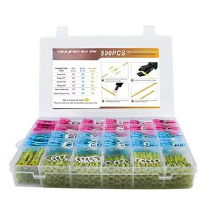 580 count Heat Shrink Wire Connectors - Insulated Electrical Terminals Kit -  Marine Automotive Crimp Connector  - Connector Ring Fork
